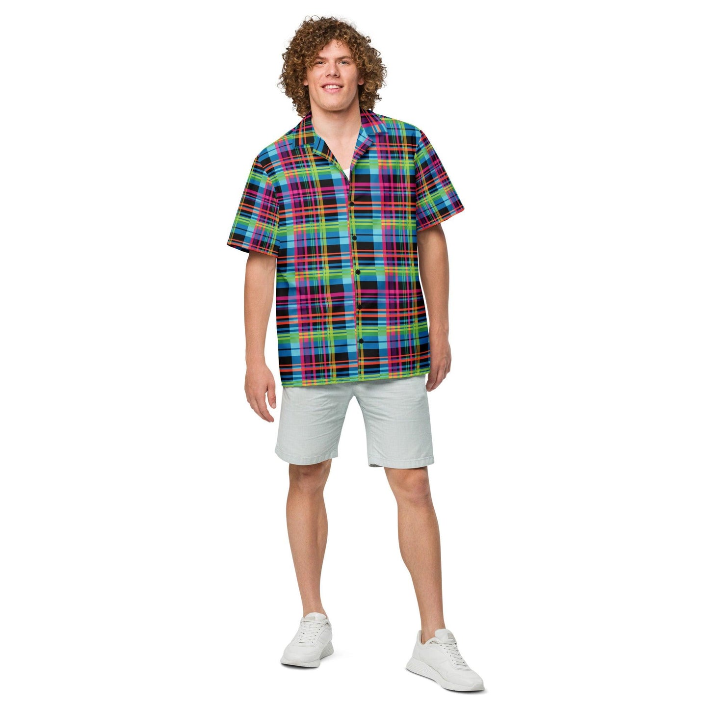 Playful Plaid Button Shirt for Festivals