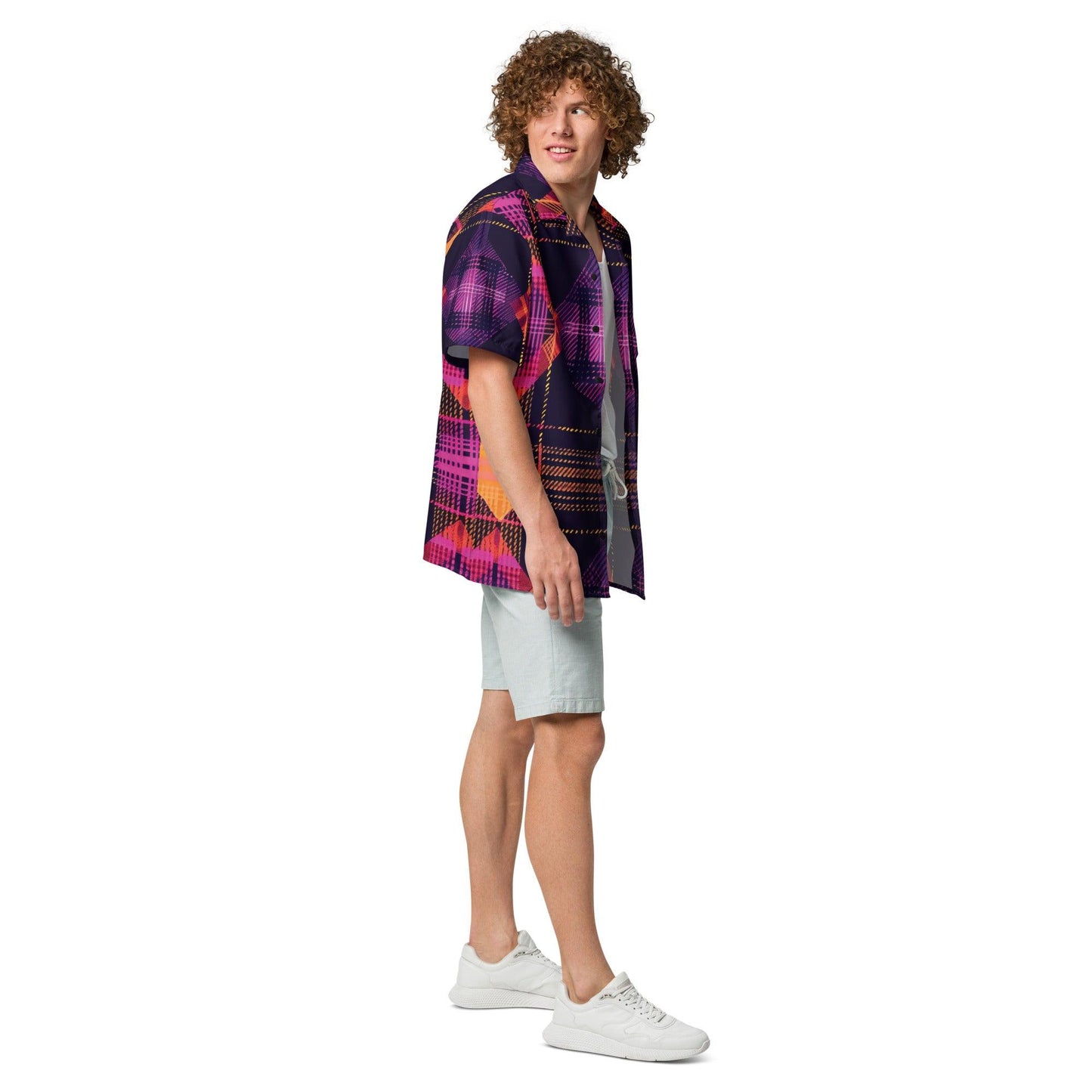 Playful Plaid Button Shirt for Raves & Festivals