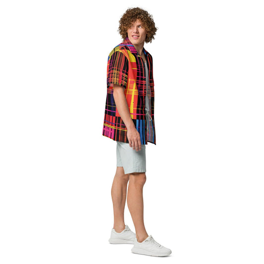 Funky Plaid Button Shirt for Raves & Festivals