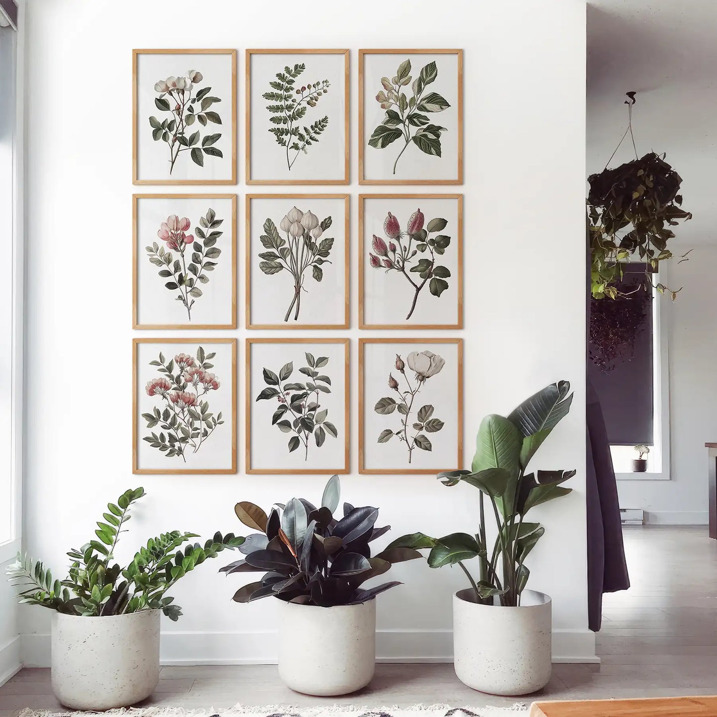 Set of 9 Botanical Posters. Vintage Flowers Wall Art