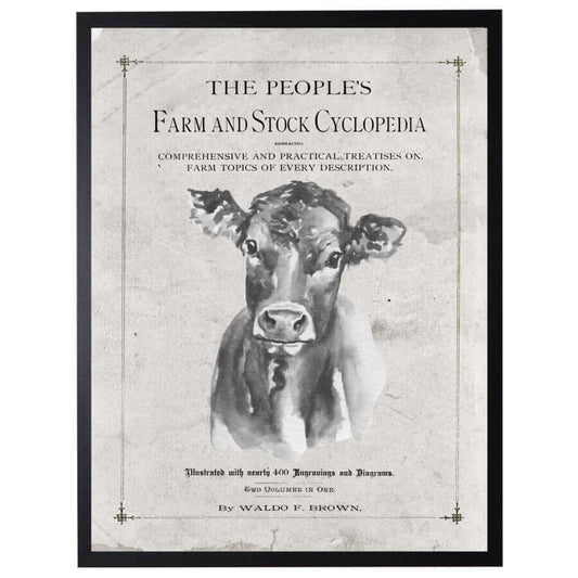 Antique Farmhouse Jersey Cow Artwork inspired by "The People's Farm And Stock Cyclopedia"