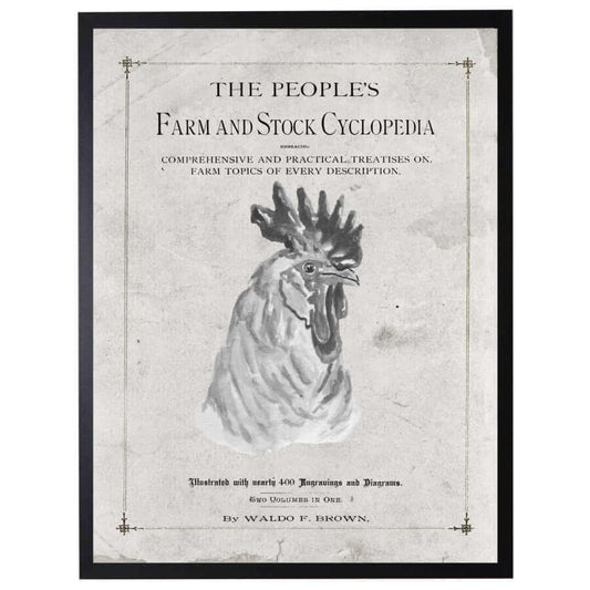 Antique Farmhouse Rooster Artwork inspired by "The People's Farm And Stock Cyclopedia"