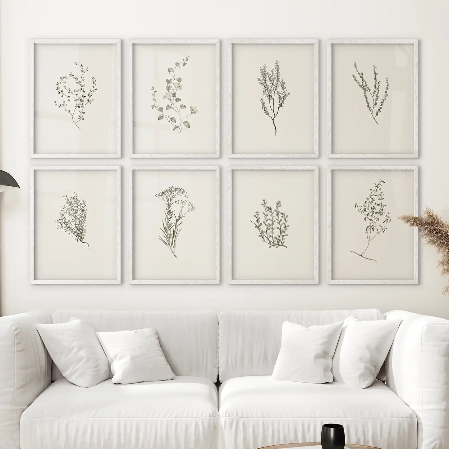Minimalist Herb Botanical Set of 8 Prints. Floral Art Decor