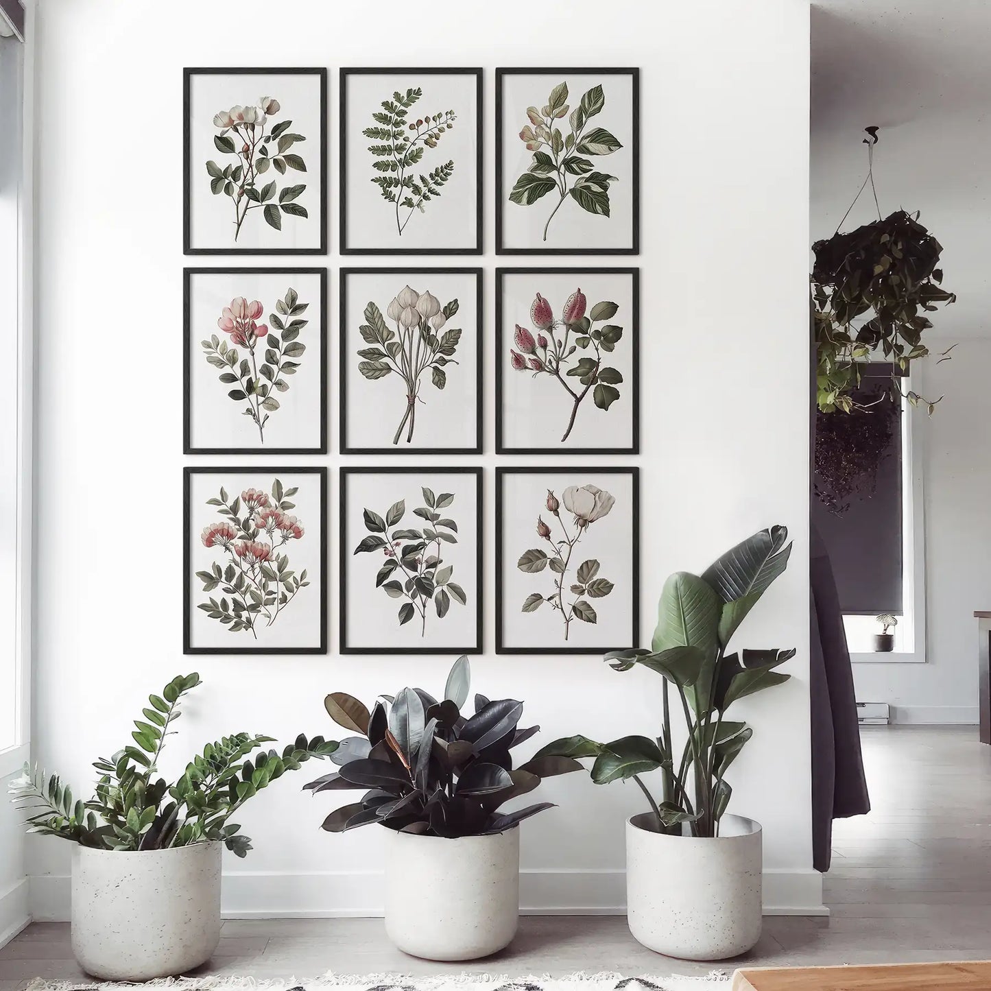 Set of 9 Botanical Posters. Vintage Flowers Wall Art