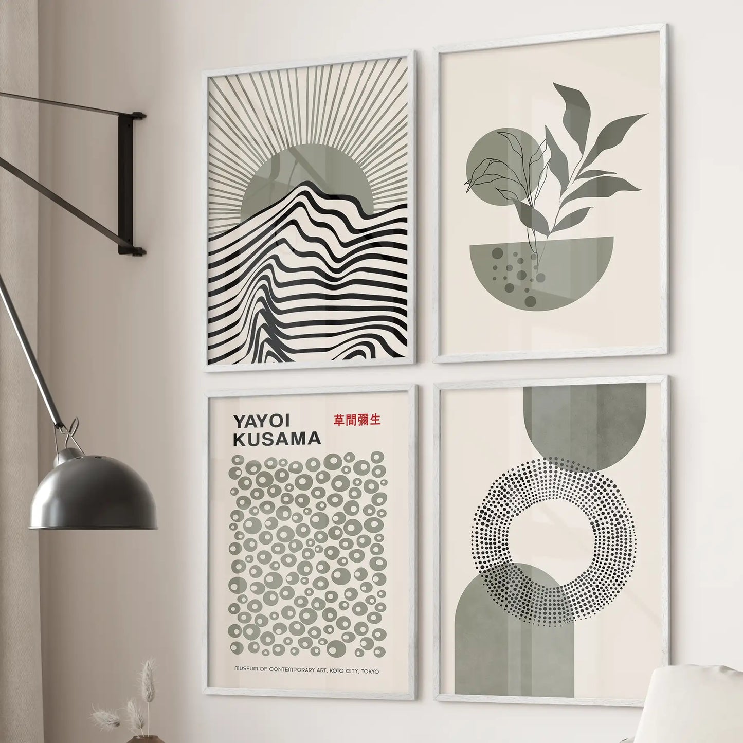 Yayoi Kusama, Bauhaus Inspired Wall Decor. Set of 4 Boho Art