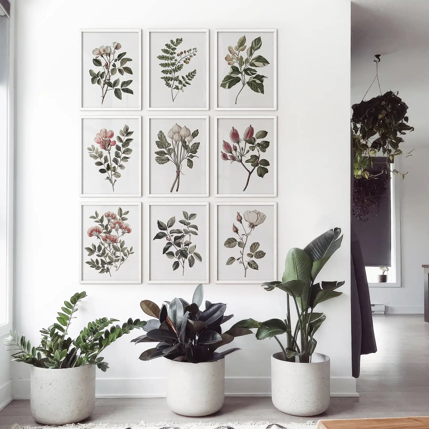 Set of 9 Botanical Posters. Vintage Flowers Wall Art