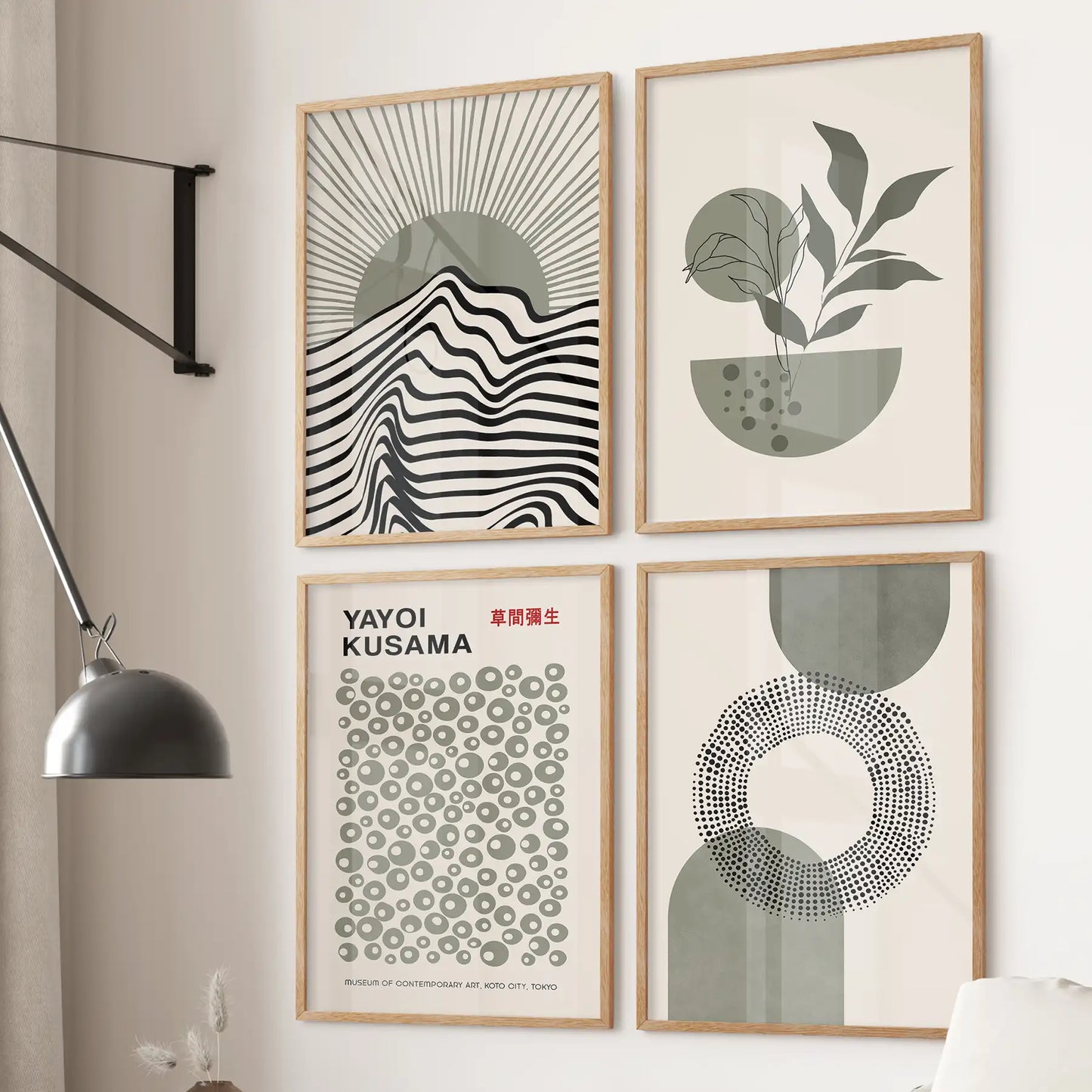 Yayoi Kusama, Bauhaus Inspired Wall Decor. Set of 4 Boho Art