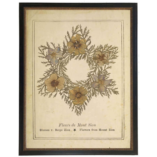 Flowers from Mount Zion Victorian Vintage Bookplate Print in Black Beaded Frame