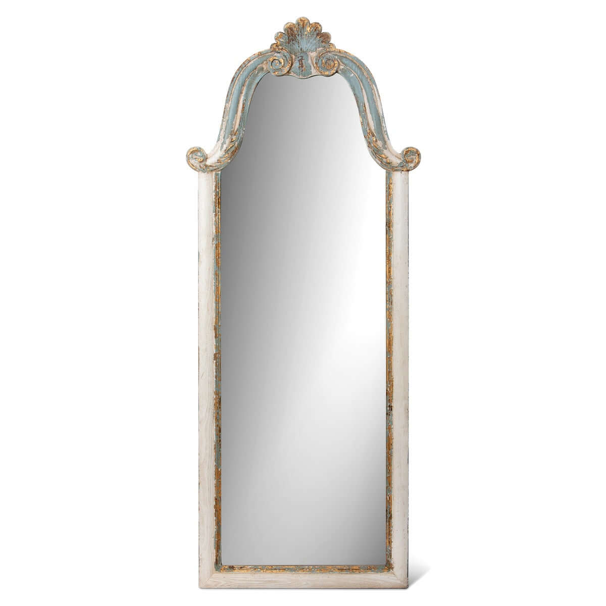 French Country Carved Wood Floor Mirror