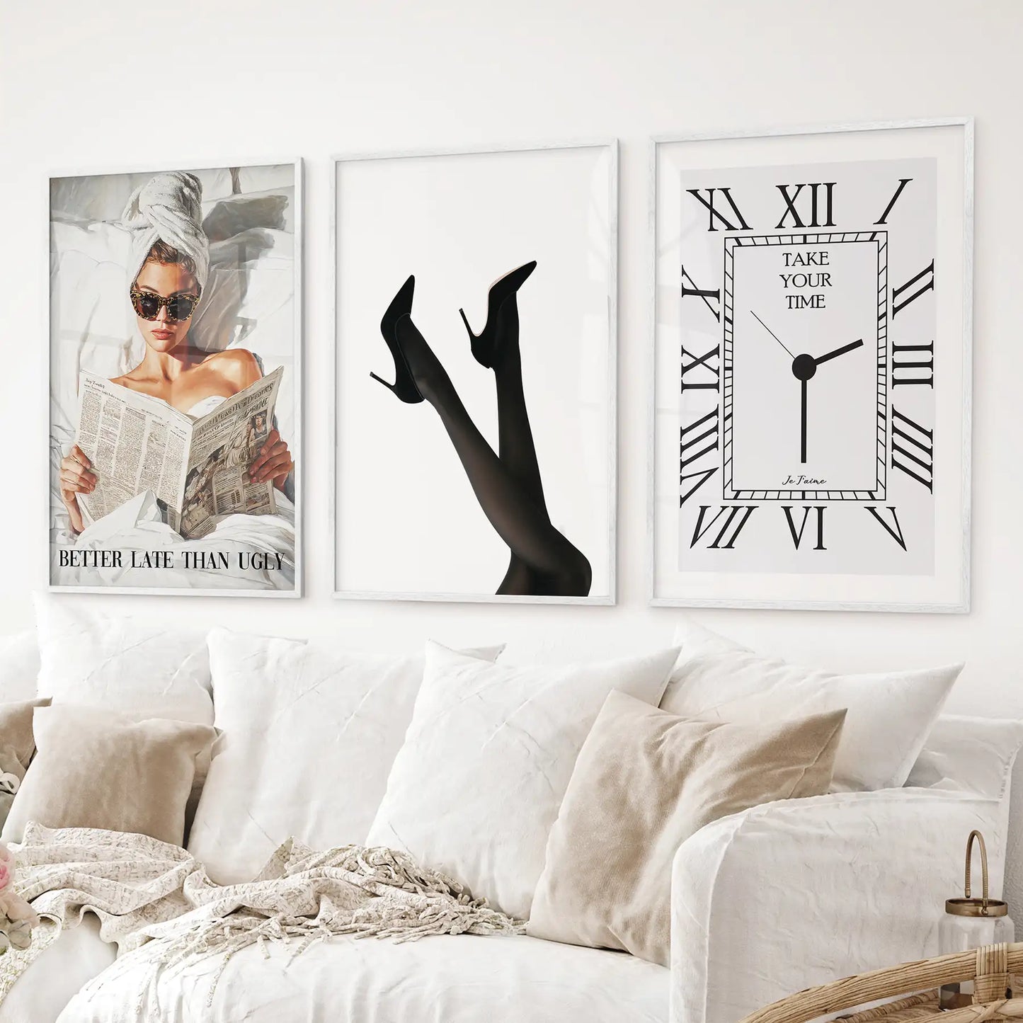 Elegant Glam Wall Art: Fashion Girl, Heels. Set of 3 Prints
