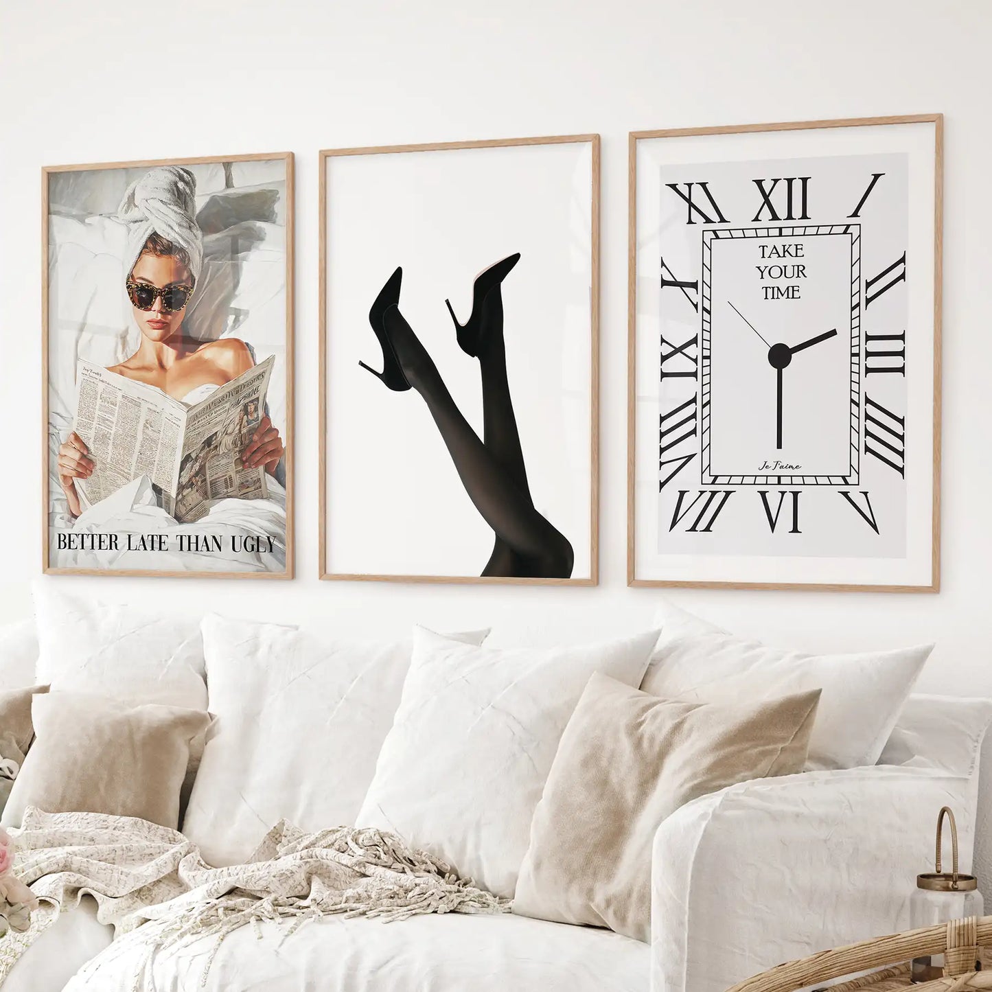 Elegant Glam Wall Art: Fashion Girl, Heels. Set of 3 Prints