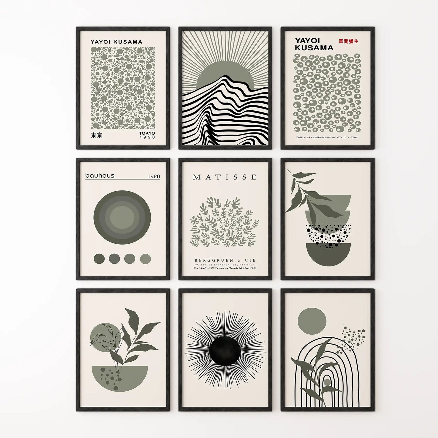 MCM Boho Abstract Wall Art Set of 9. Bauhaus, Matisse Prints