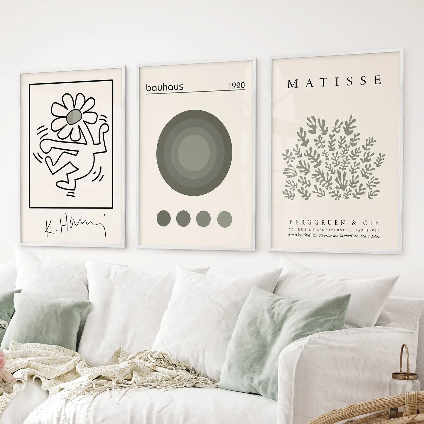 Sage Green Henri Matisse Botanical Art. Bauhaus Poster Set