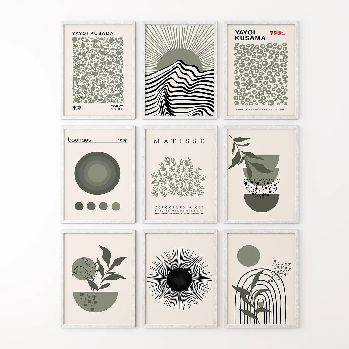 MCM Boho Abstract Wall Art Set of 9. Bauhaus, Matisse Prints