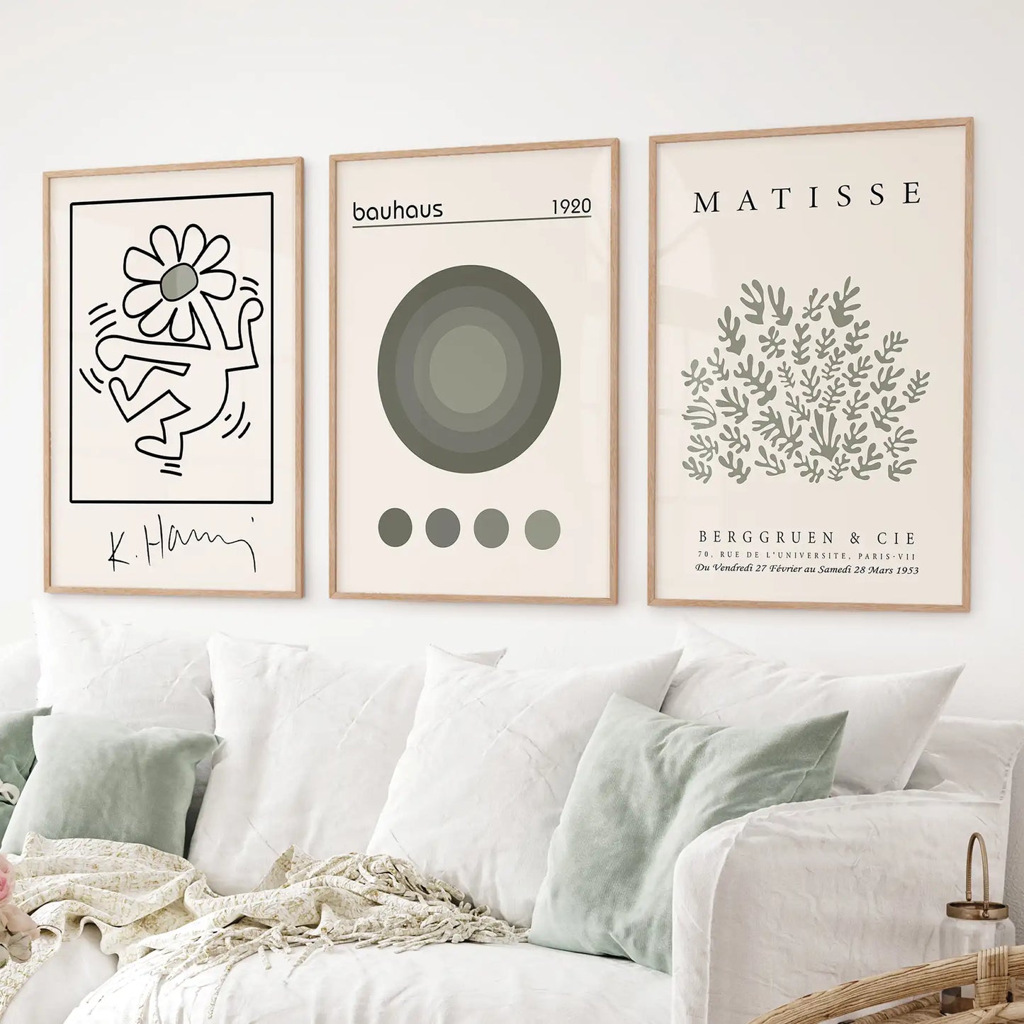 Sage Green Henri Matisse Botanical Art. Bauhaus Poster Set