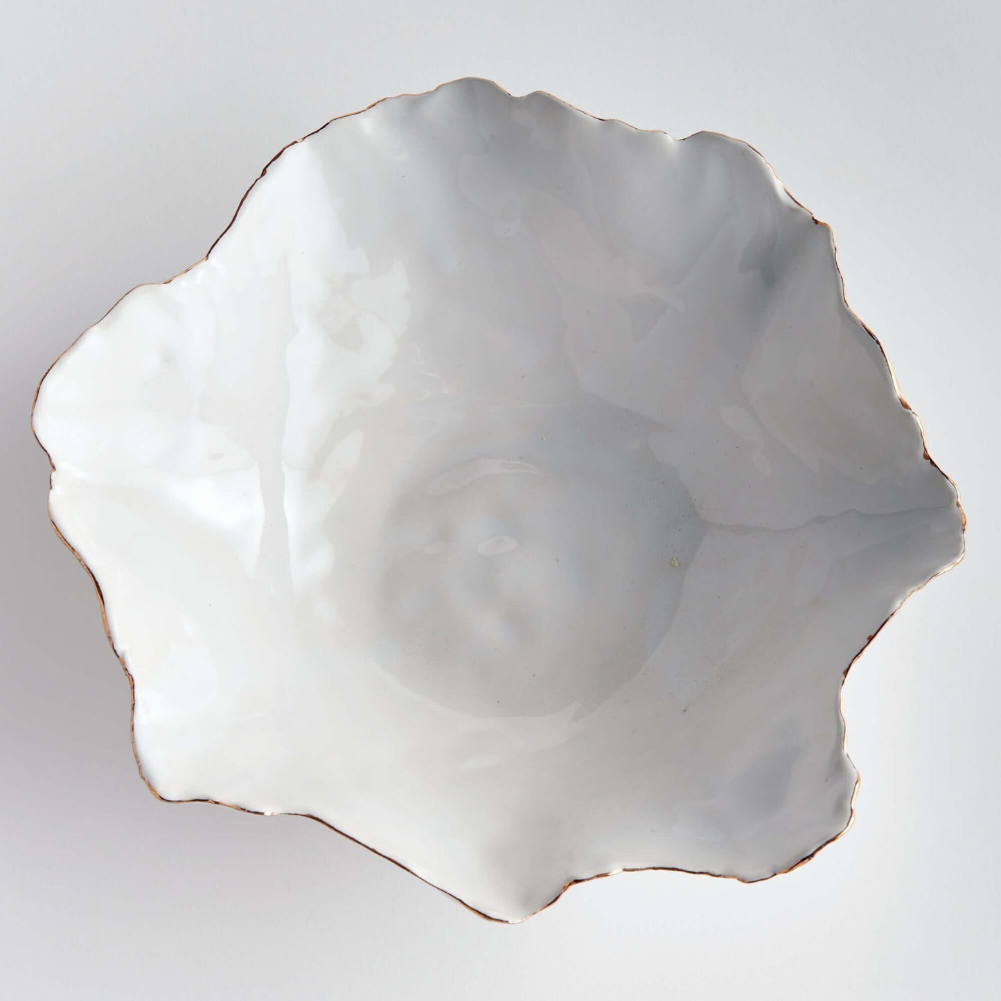 Organic Shape Decorative Ceramic Bowl with Gold Trim