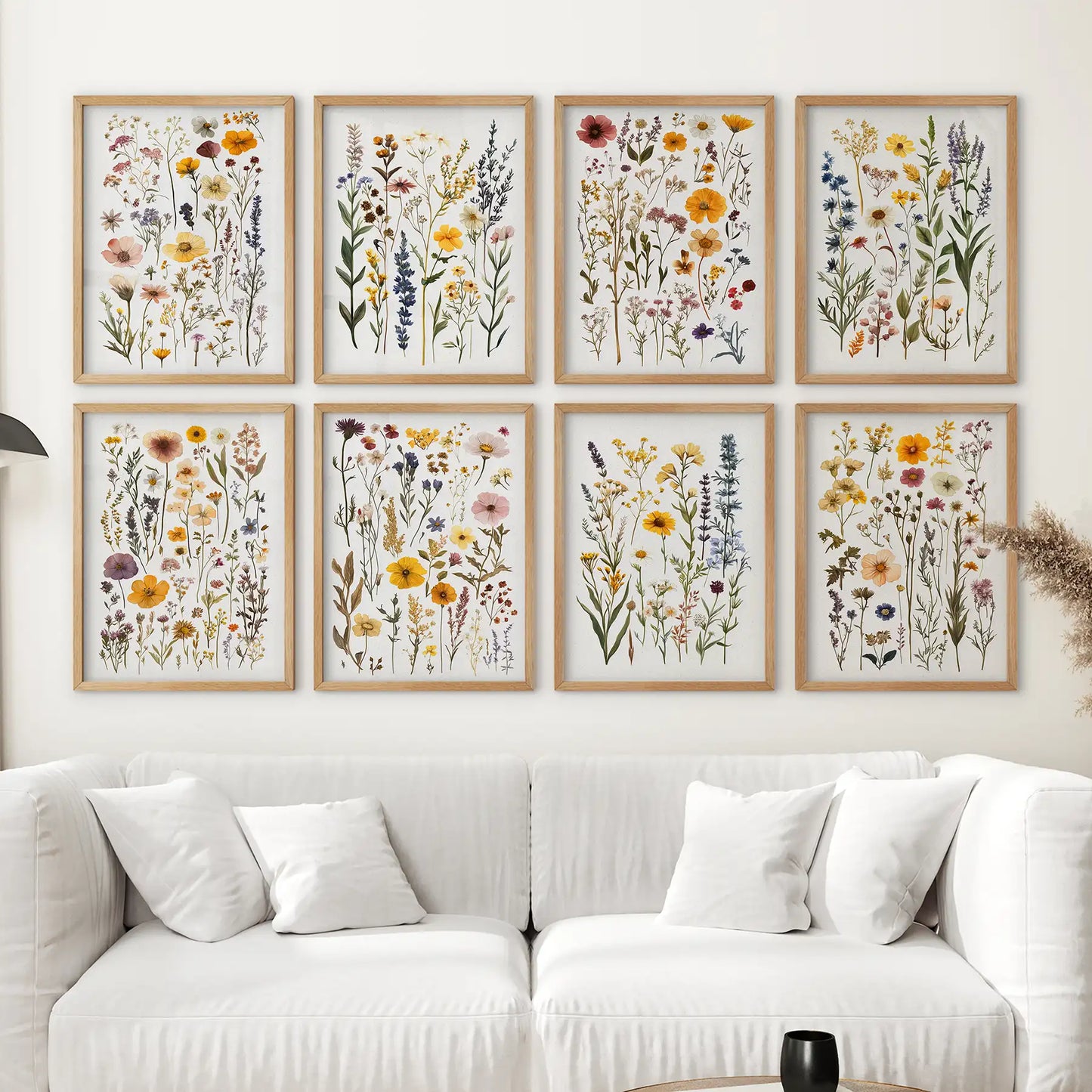 Wildflower Botanical Set of 8 Prints. Colorful Floral Art