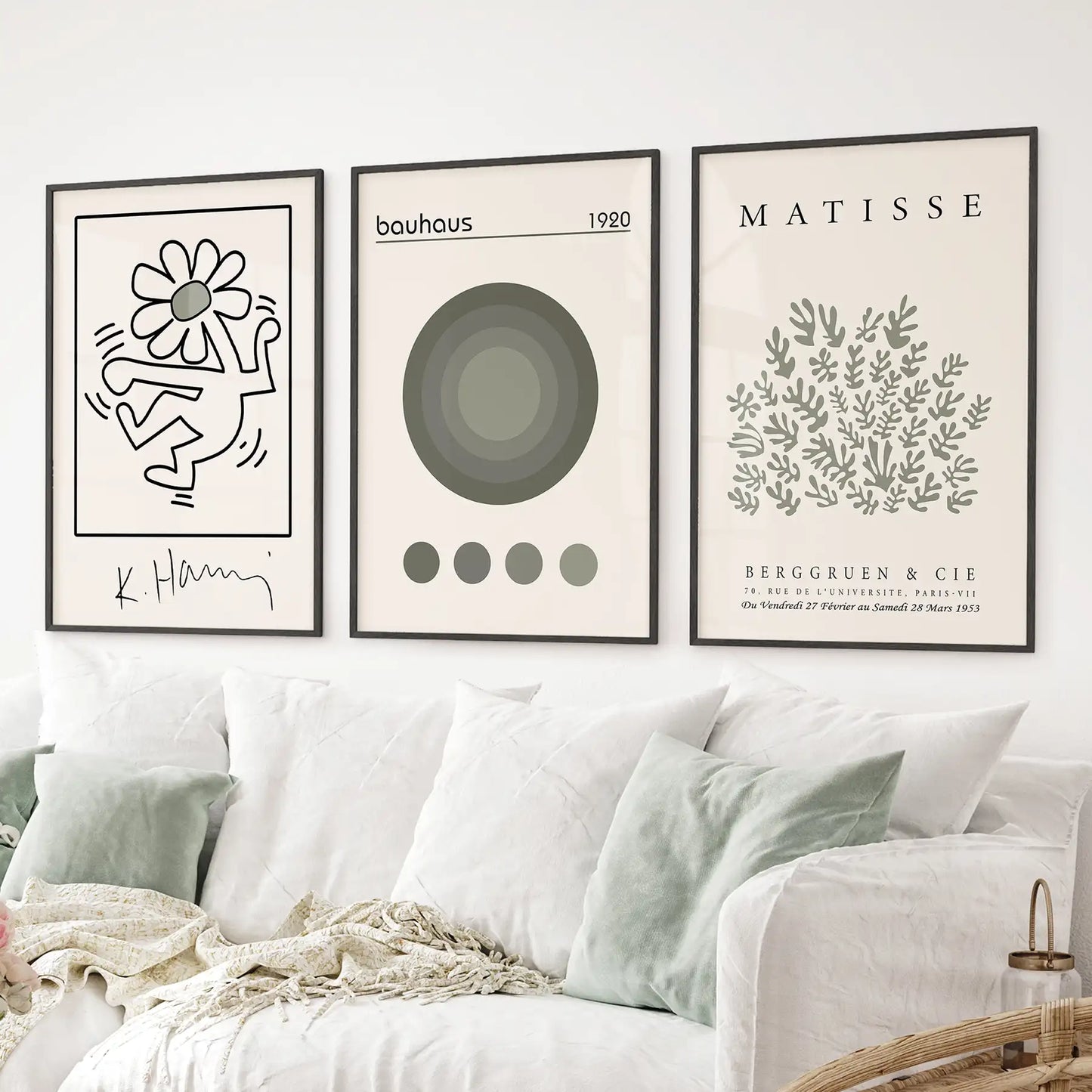 Sage Green Henri Matisse Botanical Art. Bauhaus Poster Set