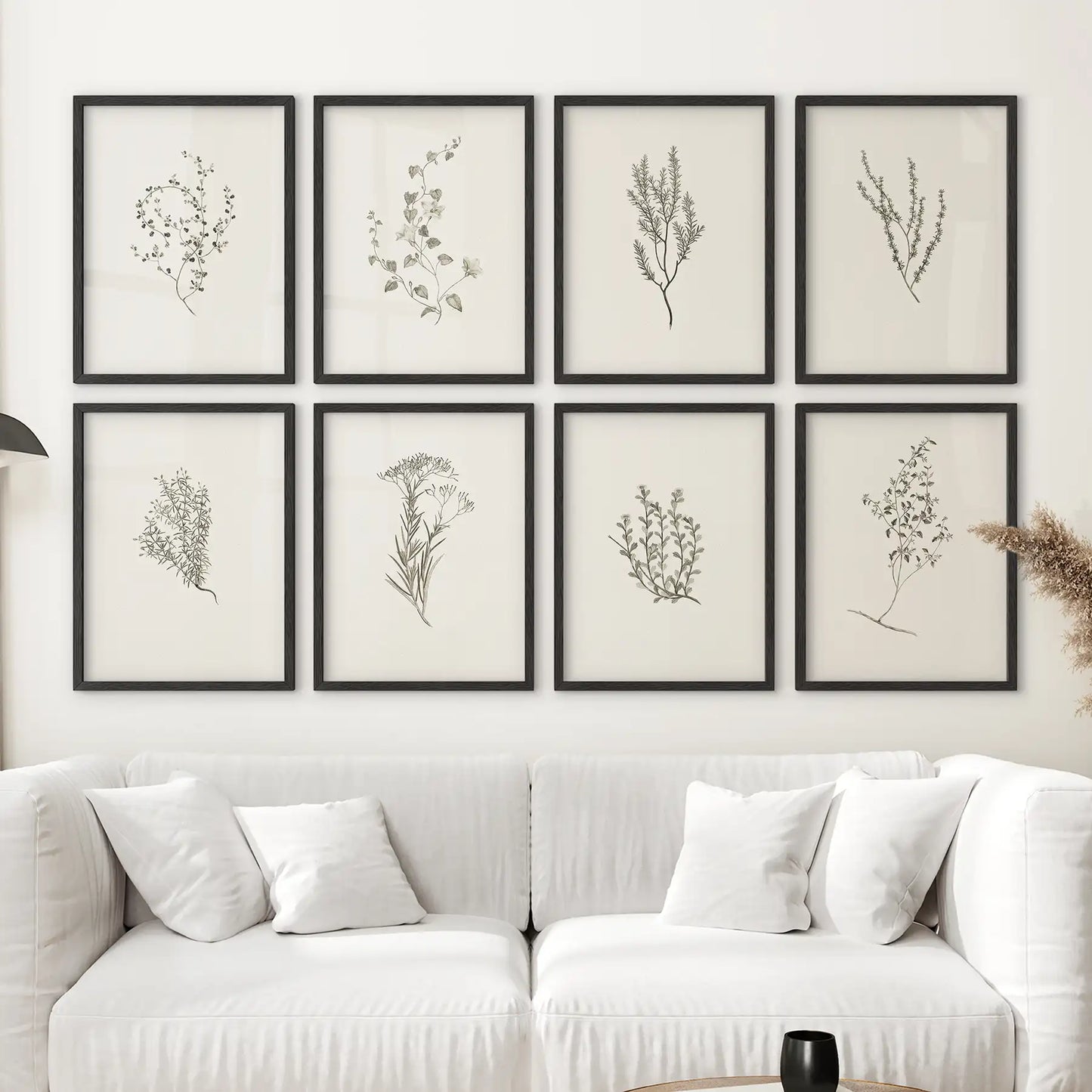 Minimalist Herb Botanical Set of 8 Prints. Floral Art Decor